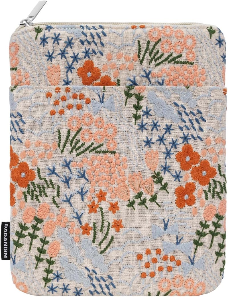 Dadanism Embroidered Daisy Padded Sleeve for All-New Kindle Paperwhite, 7" Kindle Colorsoft Signature Edition, Protective Sleeve Case for 6" Kindle/Kindle Oasis/Kobo E-Reader, Beige Floral - Image 1